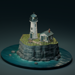 【箱庭コレクション #044 / Blender・FBX・GLB】海辺の灯台｜Lighthouse Cape