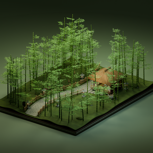 【箱庭コレクション #048 / Blender・FBX・GLB】竹林の小径｜Bamboo Path