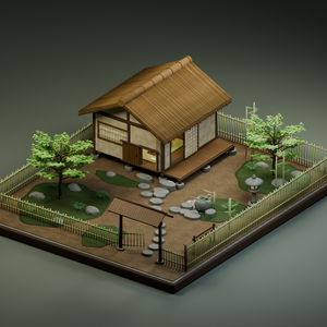 【箱庭コレクション #056 / Blender・FBX・GLB】茶室と露地｜Tea Ceremony Garden