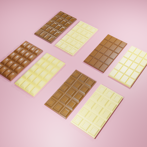 3D板チョコ4種　(ミルク、ホワイト)