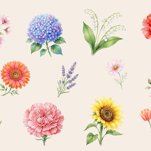 🌼 水彩・花素材セット（背景透過PNG／12点）