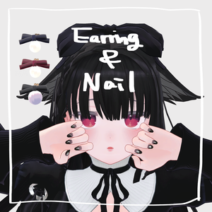 【MDollnail対応】Pearl Ribbon Earrings & Moon Nail