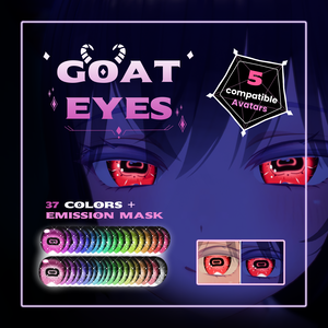 Stylized Goat eye textures [5 compatible avatars, 37 color textures + emission mask]