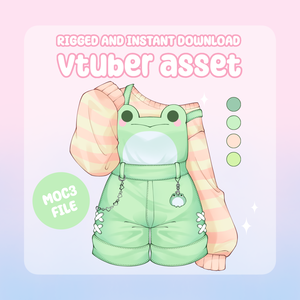 VTuber Asset - Rigged Cute Froggy Jumper, moc3 File, Customizable Outfit with Toggling Options for Streamers