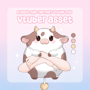 VTuber Asset - Rigged Chonky Cow Plushie, moc3 File, Plushie Asset for Streamers, Live2d ready