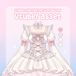 VTuber Asset - Rigged Coquette Princess Dress, Lolita Dress, moc3 File, Outfit For Models and Streamers
