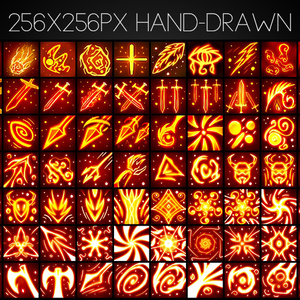 Assets Icons: Fire Skill & 魔法の火のアイコン[+70]