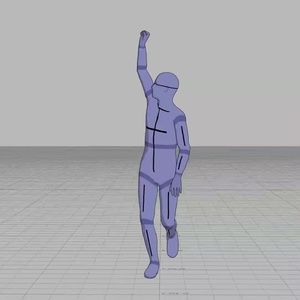 【#149】右手を上げながら走る人(男性)【モブ用モーション】