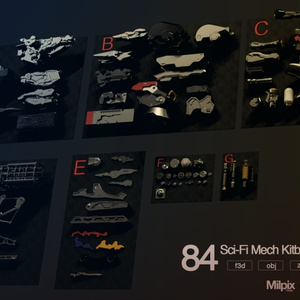 84 Sci-Fi Mech Kitbash Suite