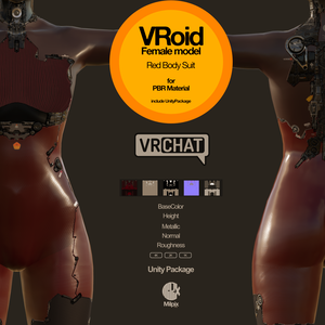 【VRoid】Red Bodysuit Texture & Material for VRoid Female