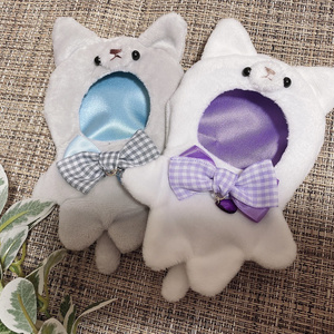 【約10cm 】手が動く♡肉球おすわりぬい服 しろねこ×みずいろ ぬい服 10cm ちいかわ 白猫 2点セット 肉球 猫耳 可愛い ピンク