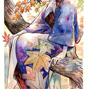 水彩画 原画 店長 原画】（水彩画）津留美穂子「夏の縁側」 | 天保山ギャラリー BASE