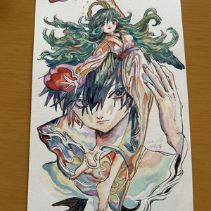 手描きイラスト オリジナル 「月の記憶」 原画 創作 男の子 変形サイズ