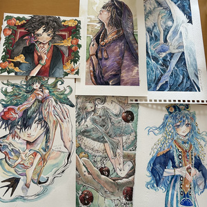 手描きイラスト オリジナル 「月の記憶」 原画 創作 男の子 変形サイズ