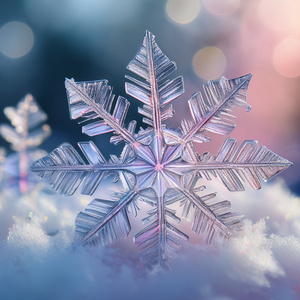 魔法のように降り注ぐ雪の結晶背景