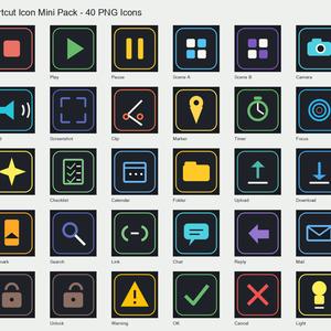 Stream Deck ショートカットアイコン 40点｜144x144 透過PNG｜配信・録画・編集・作業プロファイル用