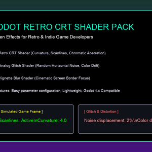 Godot 4向け レトロCRT／アナロググリッチ シェーダー3種｜画面全体エフェクト（.gdshader）