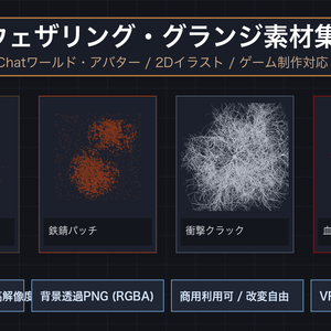 【3D/VRChat/2D素材】汚し・ウェザリング・グランジ デカールテクスチャパック 32種｜高解像度2048px透過PNG
