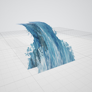 3dモデル　水　水流　滝　