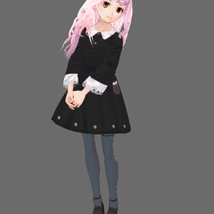 《VRoid》ボタンワンピース黒
