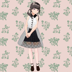 《VRoid》ボタンワンピース（白）