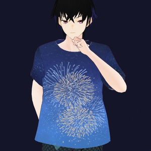 《VRoid用衣装テクスチャ》花火Tシャツ