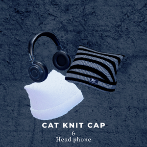 Cat knit cap & headphone