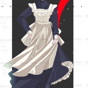 【表情差分9種】黒髪メイド立ち絵