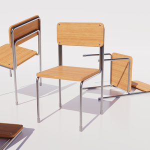 School Chair_学校の椅子 (c4d,fbx,obj) 