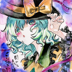 【5/14新作】東方Project　古明地こいし　墨彩画 原画 （色紙サイズ） 額縁付き