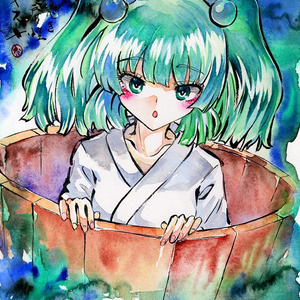 【5/28新作】東方Project　キスメ　墨彩画 原画 （色紙サイズ） 額縁付き