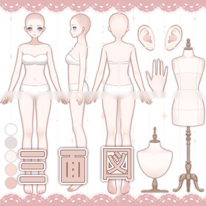 P2U 女の子三面図ボディベース — キャラクターデザイン・VTuber 用