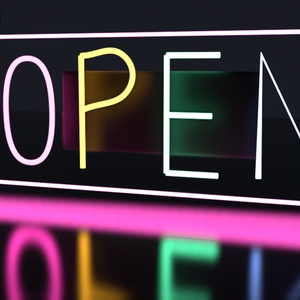【無料】ネオンサイン "OPEN" 3Dモデル｜発光マテリアル付き .blend / FBX（VRChat / ワールド / インテリア）