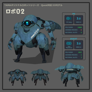 【3Dモデル_ロボ02】オリジナルロボット_Quest対応