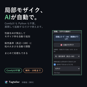 AIが局部を自動検出してモザイク（無料）｜Tagtelier 体験版