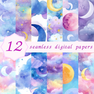 くすみカラー×アンティークゴールドの星柄12種｜Celestial Chic Vol.4 Muted Starlight