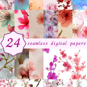 淡い桜柄デジタルペーパー24種｜CherryBlossom Vol.1 PetalWhisper