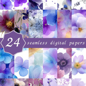 紫がかった淡い花柄24種｜Ethereal Vol.4 VioletHaze