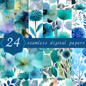 海を思わせる大柄花柄24種｜GardenBloom Vol.2 OceanBlue