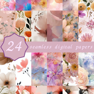 ブラッシュコーラルの大柄花柄24種｜GardenBloom Vol.3 BlushCoral
