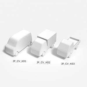 建築模型用 添景3Dデータ：軽商用車3台セット（Pack 01） 3D Staffage Data for Architectural Scale Models: Light Commercial Vehicles 3-Piece Set (Pack 01)