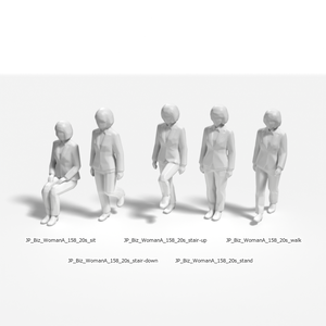 建築模型用 添景3Dデータ（1/50）：ビジネスウーマンA（5ポーズセット） 1/50 Scale 3D Staffage Data for Architectural Scale Models: Businesswoman A (Set of 5 Poses)
