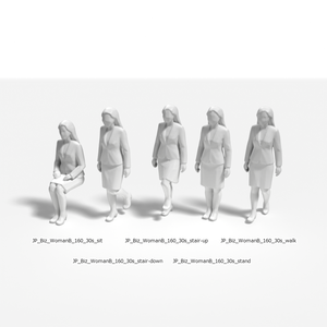 建築模型用 添景3Dデータ（1/50）：ビジネスウーマンB（5ポーズセット） 1/50 Scale 3D Staffage Data for Architectural Scale Models: Businesswoman B (Set of 5 Poses)