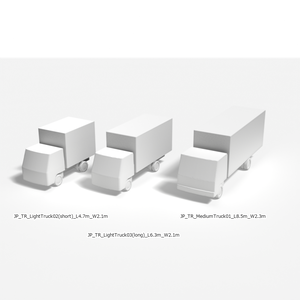 建築模型用 添景3Dデータ：物流トラック3台セット（Pack 01） 3D Staffage Data for Architectural Scale Models:Logistics Trucks 3-Piece Set (Pack 01)