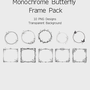 Monochrome Butterfly Frame Pack