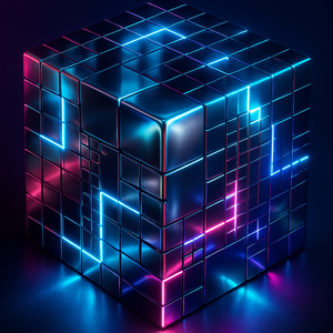 ネオンサイバー・キューブアート PNG Neon Cyber Cube Art