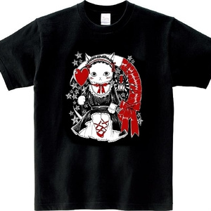 猫柄Tシャツ【蜘蛛と月に座る子】