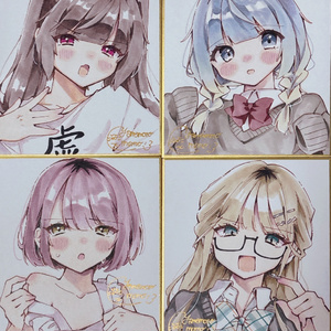 Original character illustration [Color, hand-drawn mini shikishi (art board)]