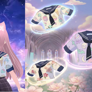 【VRoid】Sailor Top Collection Vol.1 (5 Variations) / 5種類のセーラー服トップス