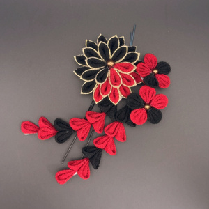Tsumami-zaiku (traditional Japanese fabric flower making) small hair ornament, mustard color.